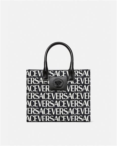 versace collection top handle leather tote|Versace clear tote bag.